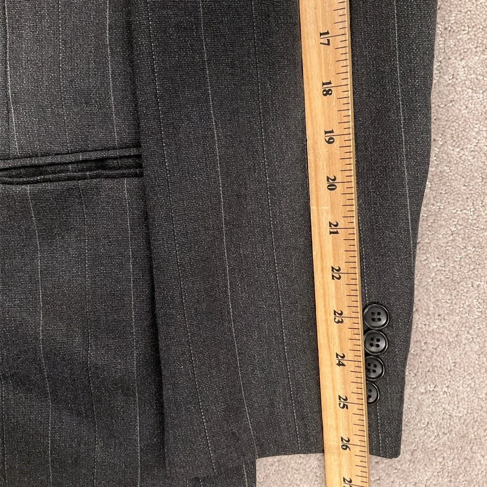 Pierre Cardin Blazer Mens 44R Charcoal Pinstripe Double Breasted‎ Corporate VTG